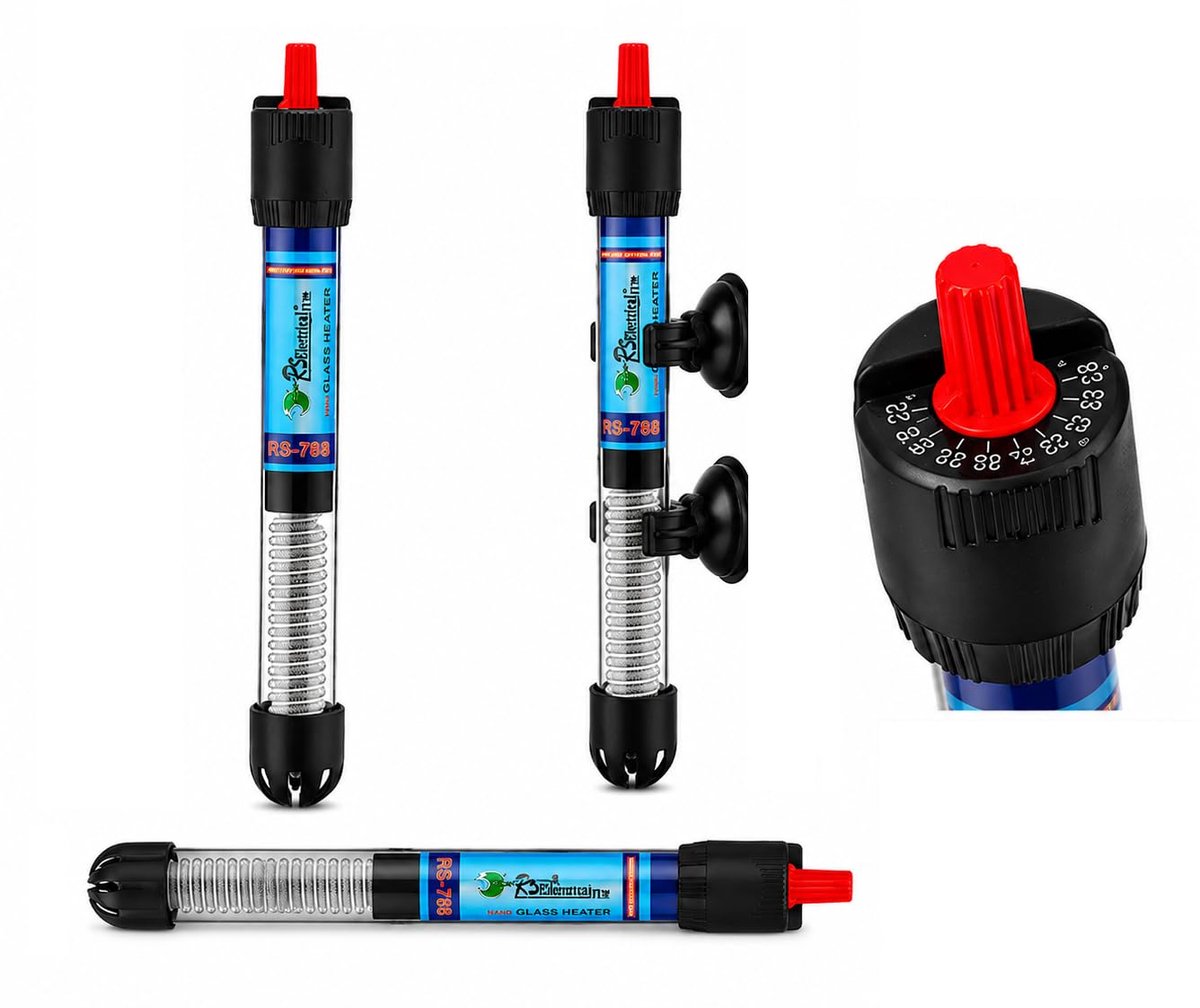 Tonia RS-789-50 W onderwateraquariumverwarming, 50 W voor aquaria van 30 - 60 l, instelbare temperatuur 18-34 °C, grijs - ShopVlot