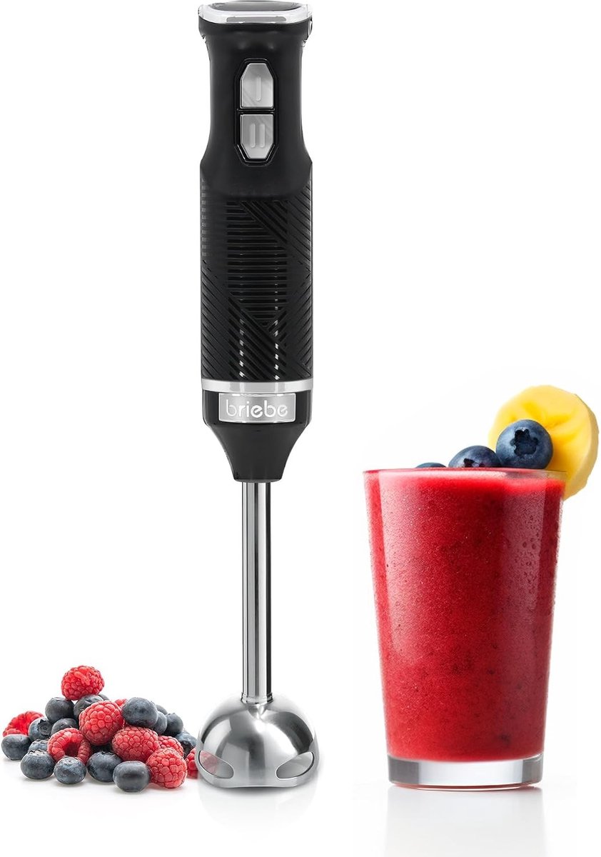 Staafmixer - Zwart - 600 W - Roestvrijstalen Messen met Afneembare Voet - Voor Koken en Mixen