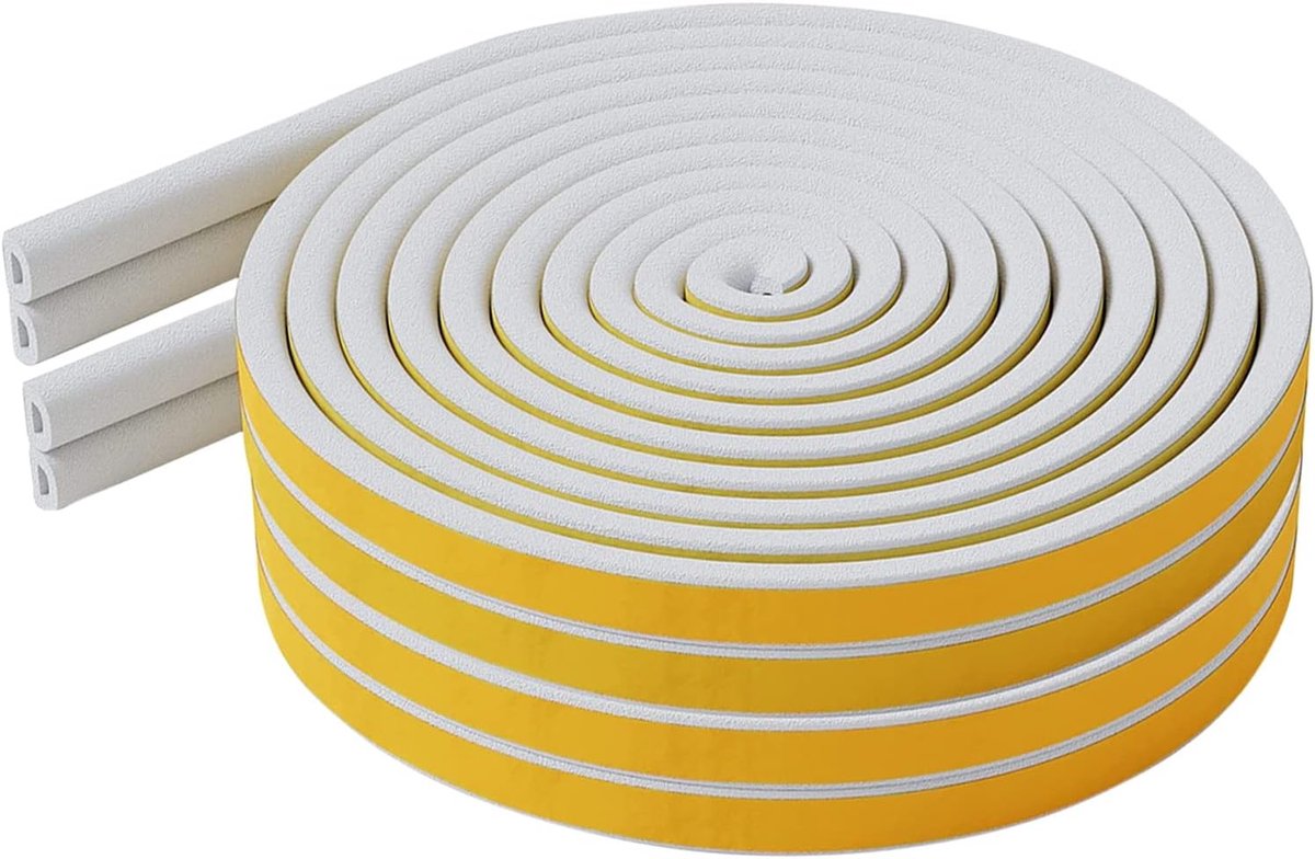Tochtwerende Tape voor Deur en Raam - Wit - 20 m - Zelfklevend Afdichtingsschuim - Voor Isolatie en Geluidsdemping