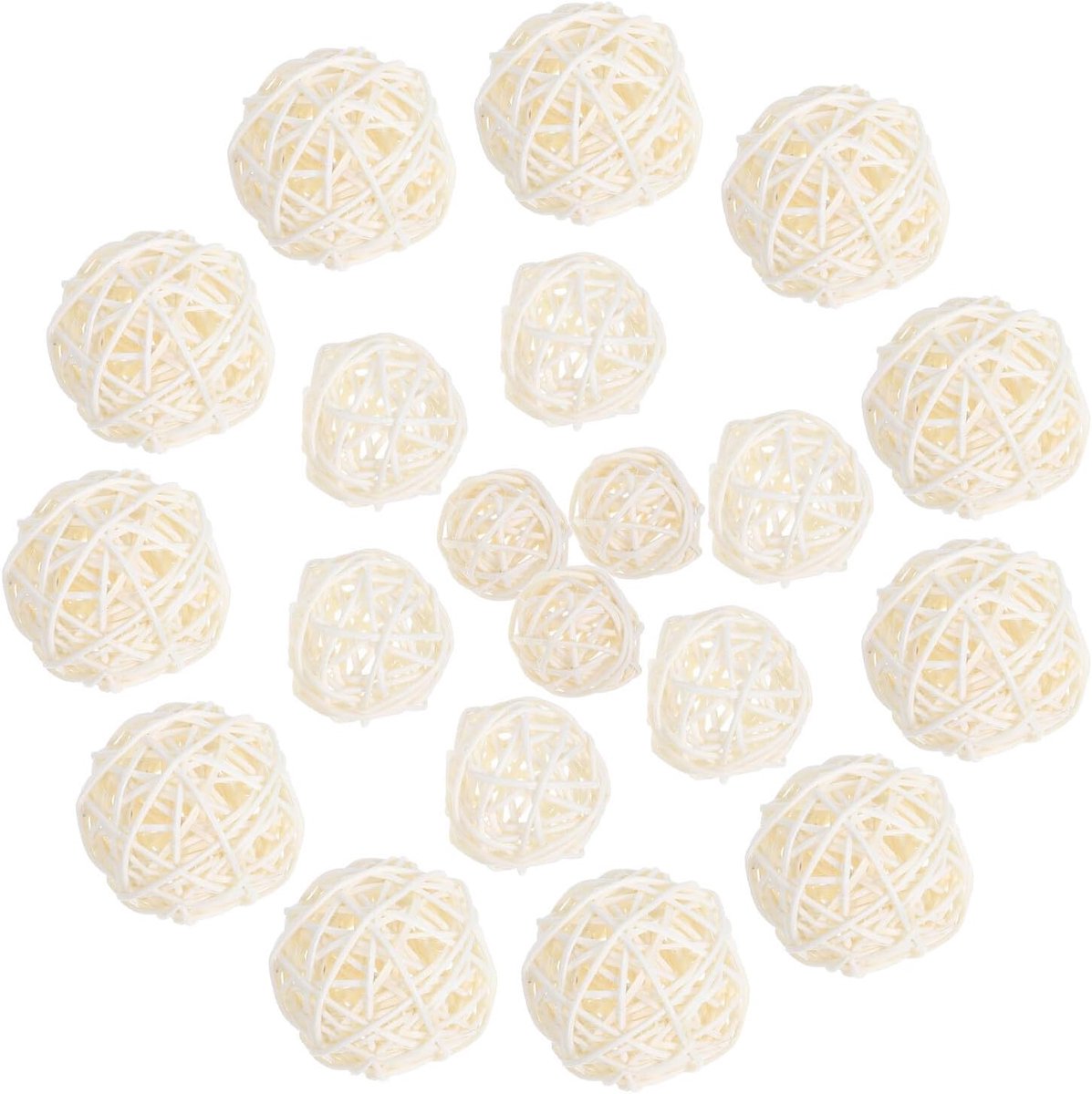 Rotan bal wit 30 stuks Ø 3,5 cm natuurlijke decoratie voor woonkamer woondecoratie - ShopVlot
