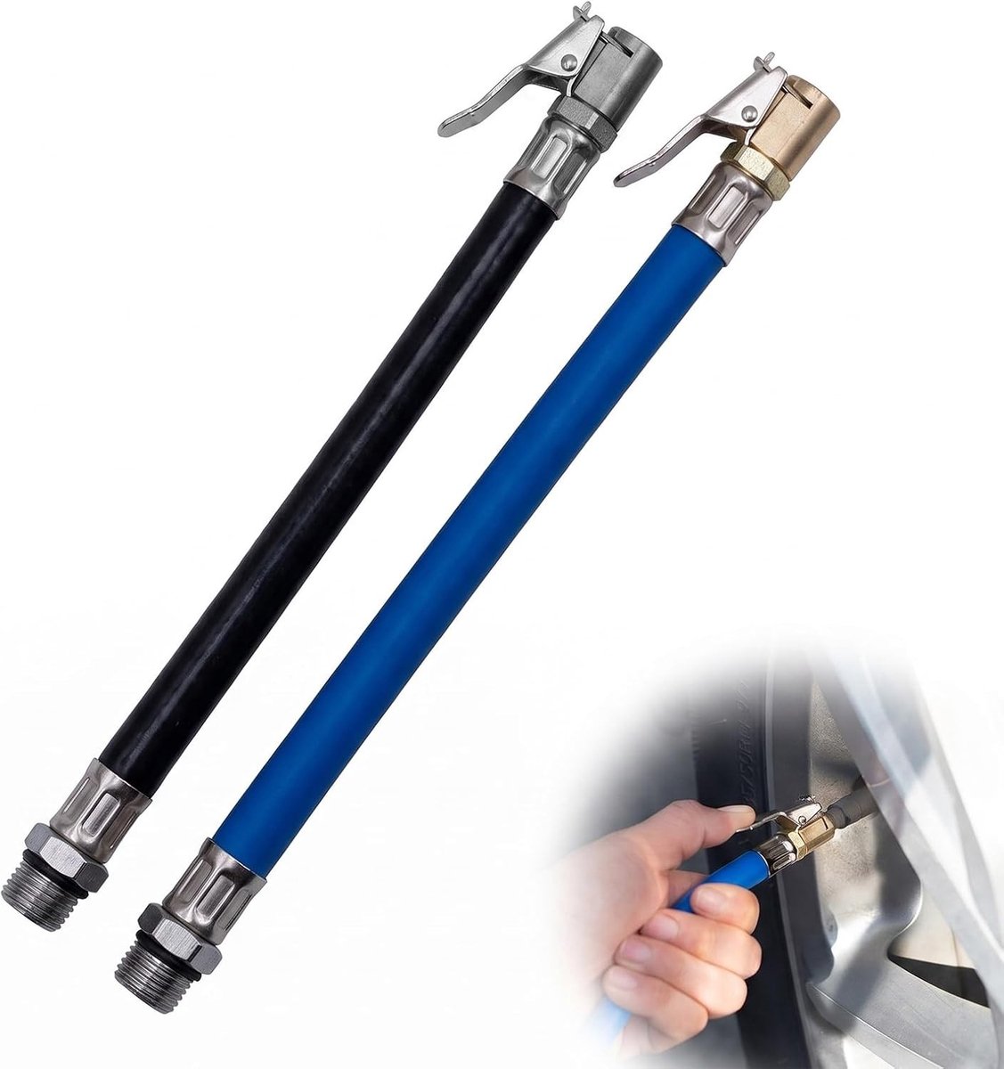Bandenpompslangen - Zwart - 12,5 mm - Universele Ventielverlenging voor Auto, Motorfiets en Fiets