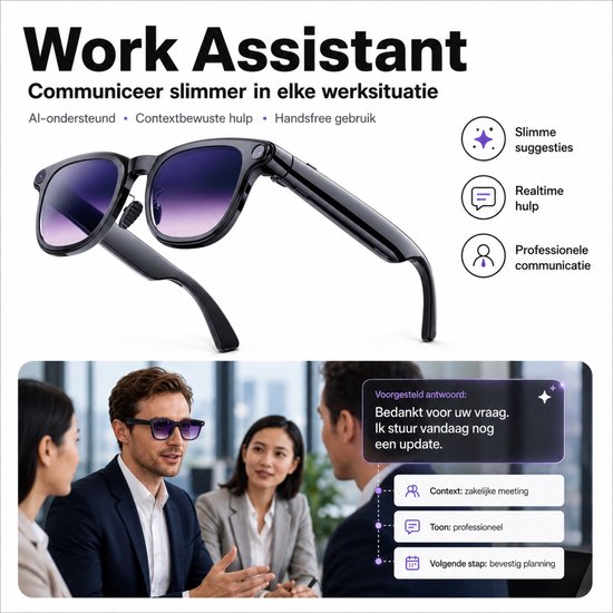 Royal Empire Smart Glasses Pro, Slimme Bril met Camera en AI Vertaling - NL App - Open-Ear Audio & Bellen - Inclusief 3 Verwisselbare Glazen - Zwart — afbeelding 4