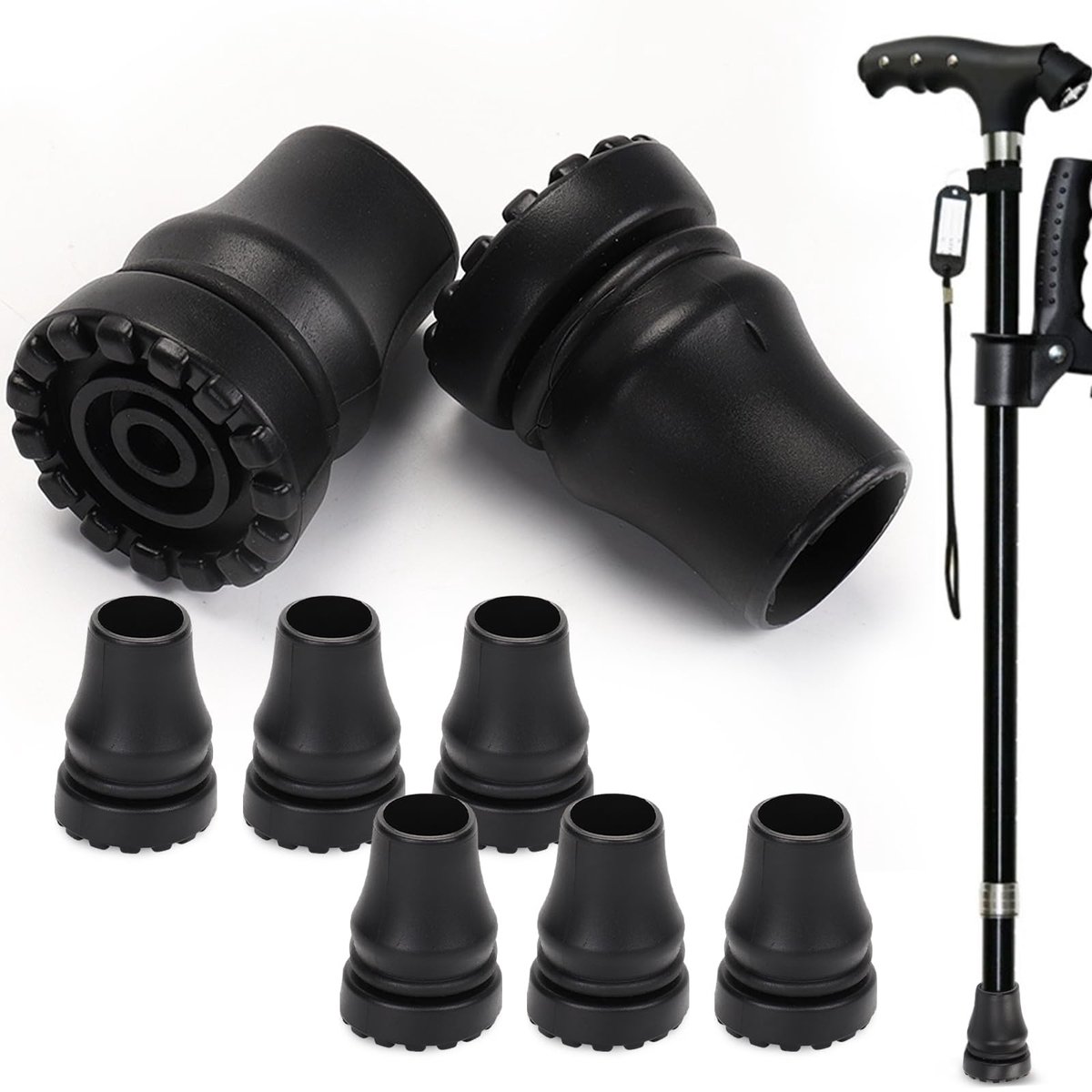 8 stuks gummipuffers voor wandelstokken, 19mm met antislip functie