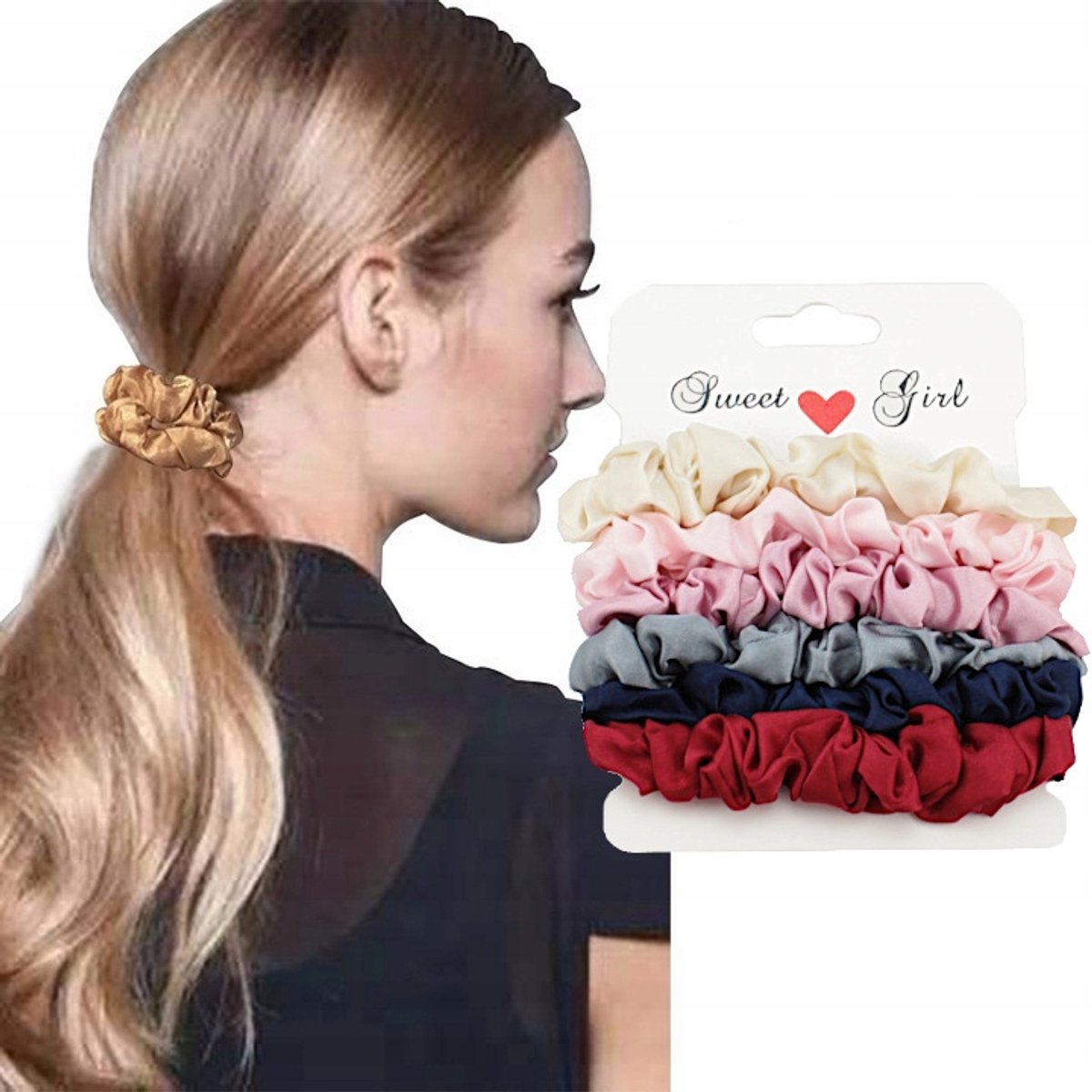Zijde Haarscrunchies Set - 6 stuks