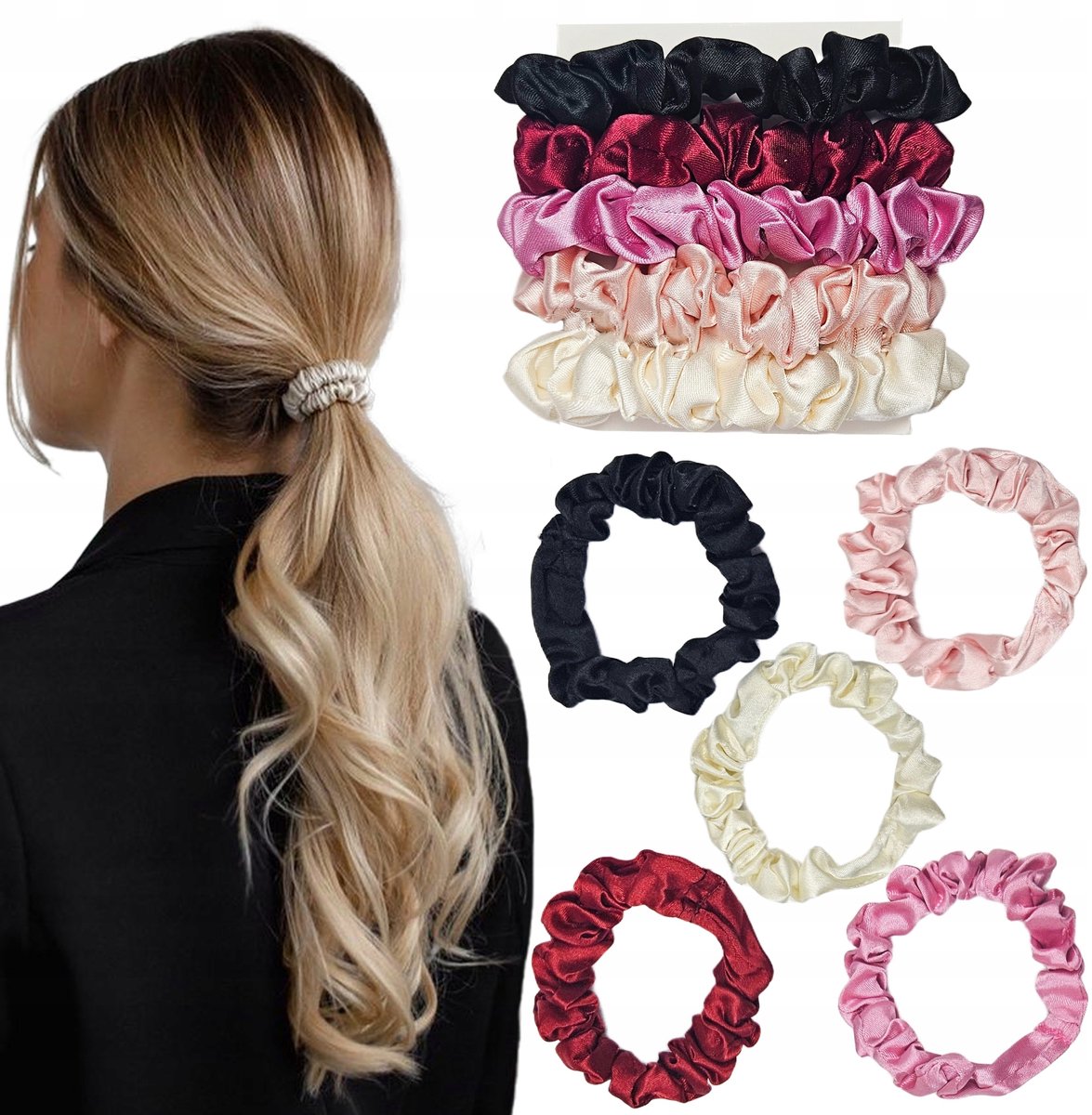 Mini Scrunchies Haarbandjes Elastiek Roos Set van 5 stuks