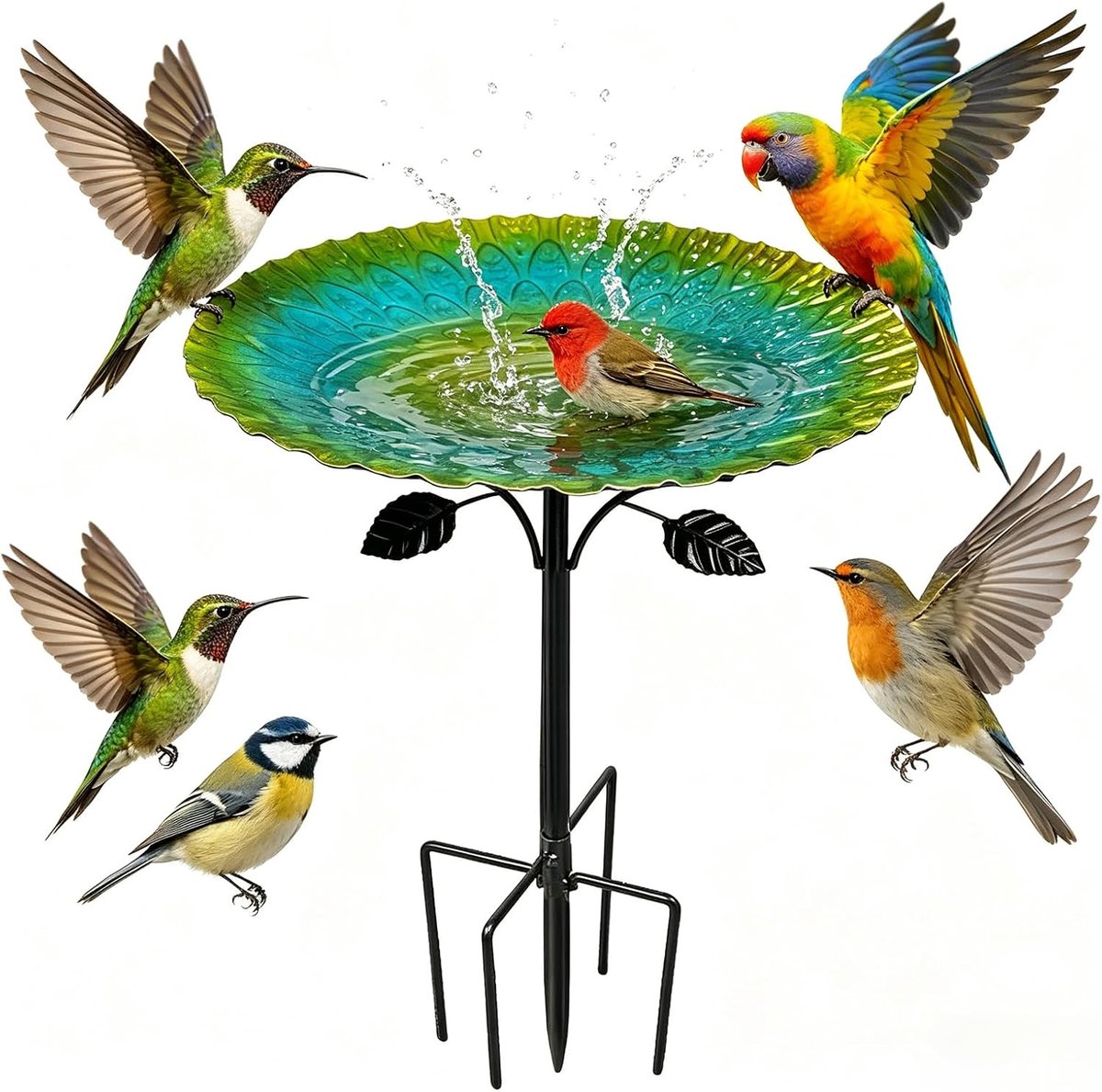 Vogelbad staand 84 cm - groot metalen vogelbad - winterbestendig en vorstbestendig - ideaal voor wilde vogels - ShopVlot