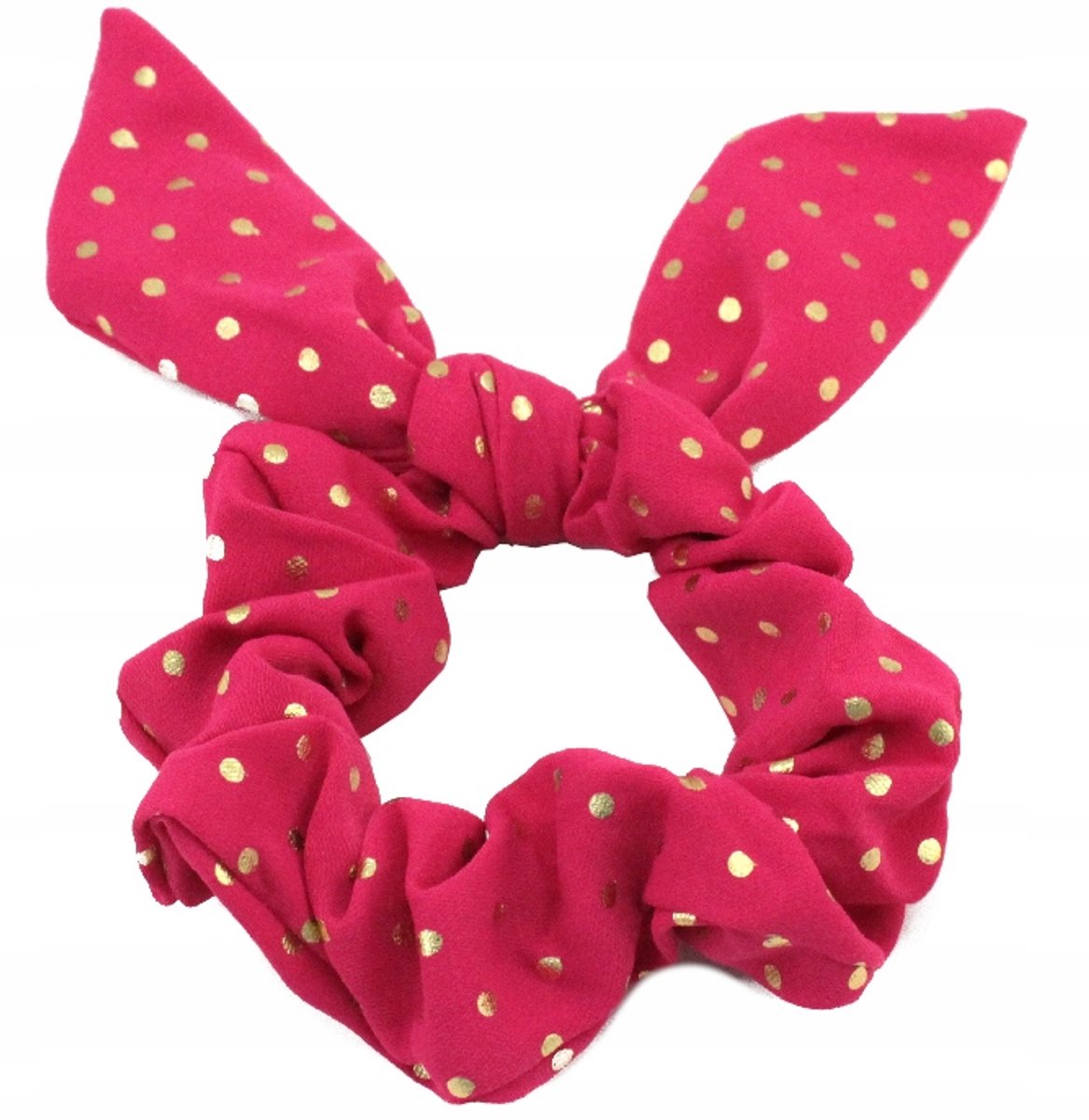 Fuchsia Haarband met Strik en Gouden Stippen
