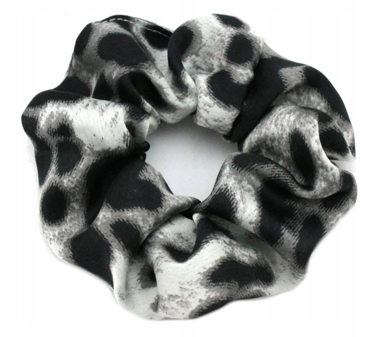 Zwarte Scrunchie Haarband met Panterprint - Zijdezacht