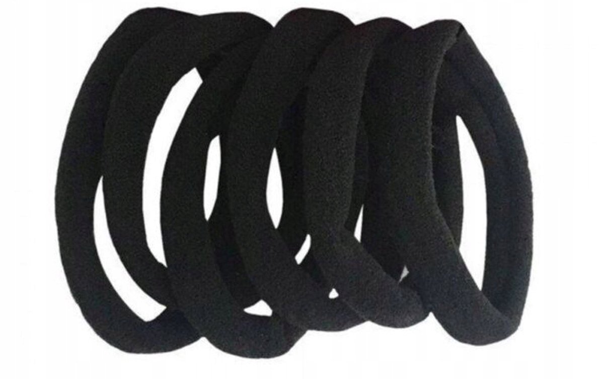 6x Dikke Zwarte Haarscrunchies - Sterk & Elastisch