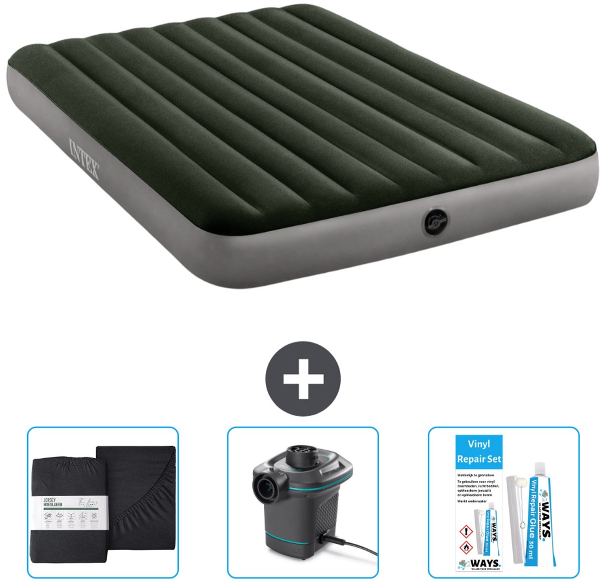 Intex Luchtbed - 2-Persoons - 152 x 203 x 25 cm - Groen - Inclusief Accessoires CB8