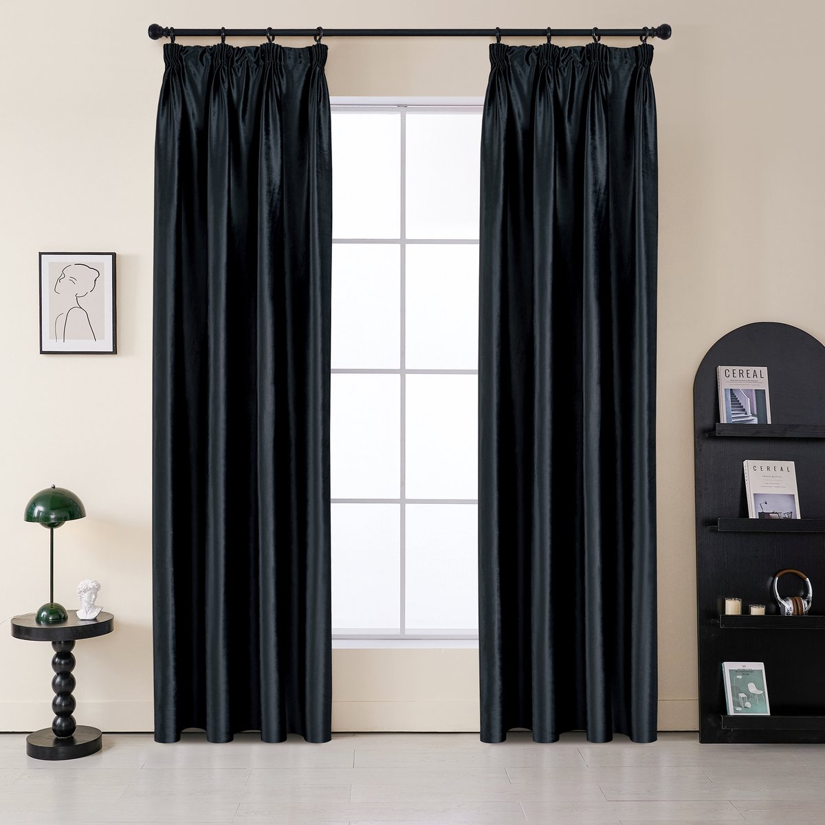 SB Line Verduisterend Gordijn – 140 x 260 cm – Met Plooiband – Zwart