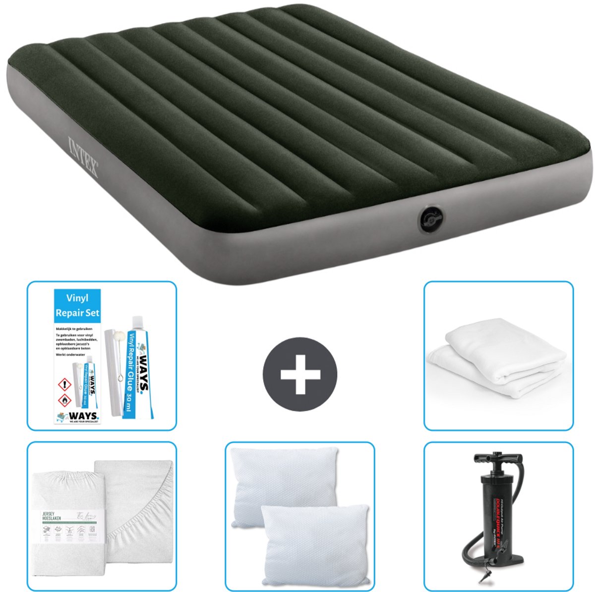 Intex Luchtbed - 2-Persoons - 152 x 203 x 25 cm - Groen - Inclusief Accessoires CB1