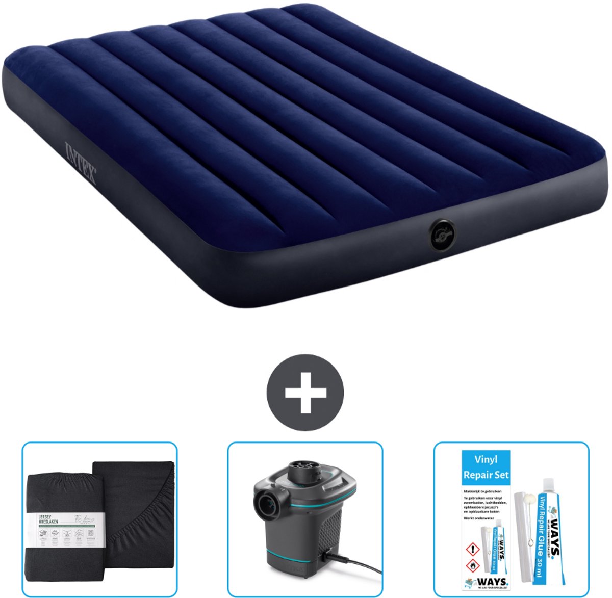 Intex Luchtbed - Twijfelaar - 137 x 191 x 25 cm - Blauw - Inclusief Accessoires CB8