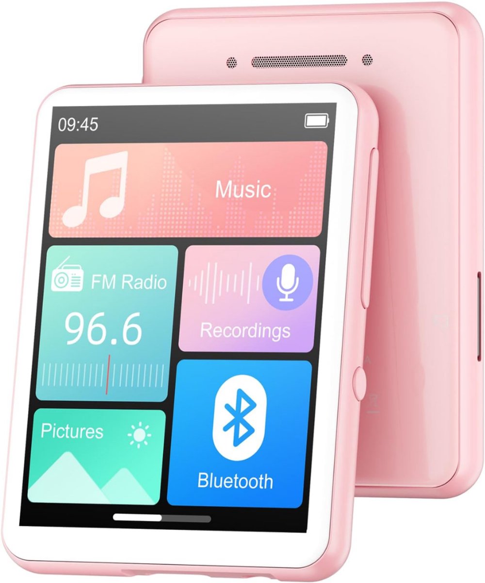 SNJY® MP3 Speler Bluetooth - MP4 Speler - Muziek Speler - Touchscreen - 128GB - Roze