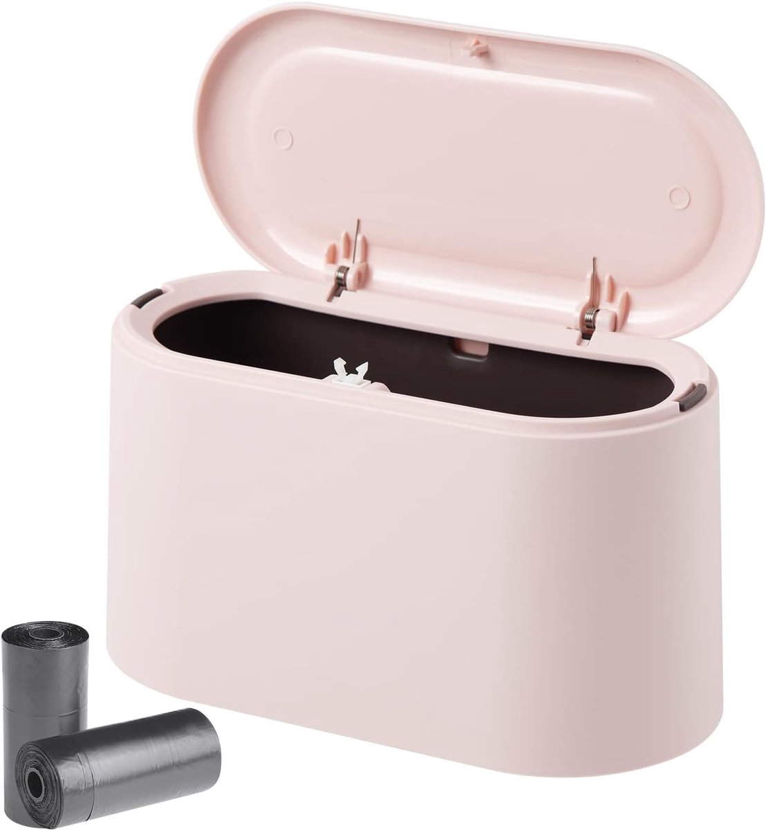 KOMABLEN Tafelprullenbak met uitschuifbaar deksel, 2 l mini kleine prullenbak met 2 rollen vuilniszakken, compact - ShopVlot