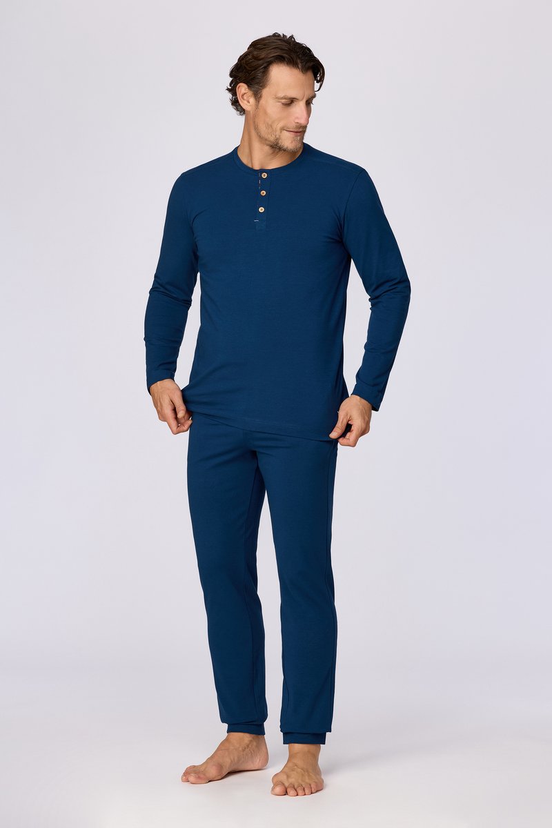 Woody Heren pyjama donkerblauw - maat L