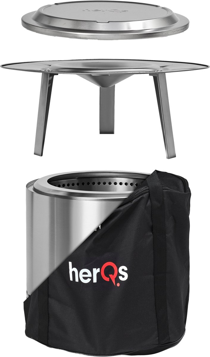 herQs Blaze Comfort Bundle - Blaze FirePit + met 2 accessoires voordeelbundel - Rookloze vuurkorf - Geurloze vuurkorf