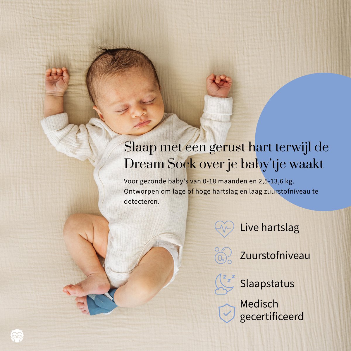 Owlet Dream Sock™ - Slimme Babyfoon die hartslag & zuurstof meet - Baby monitor die medisch gecertificeerd is voor baby's van 0 tot 18 maand - Mint thumbnail 6
