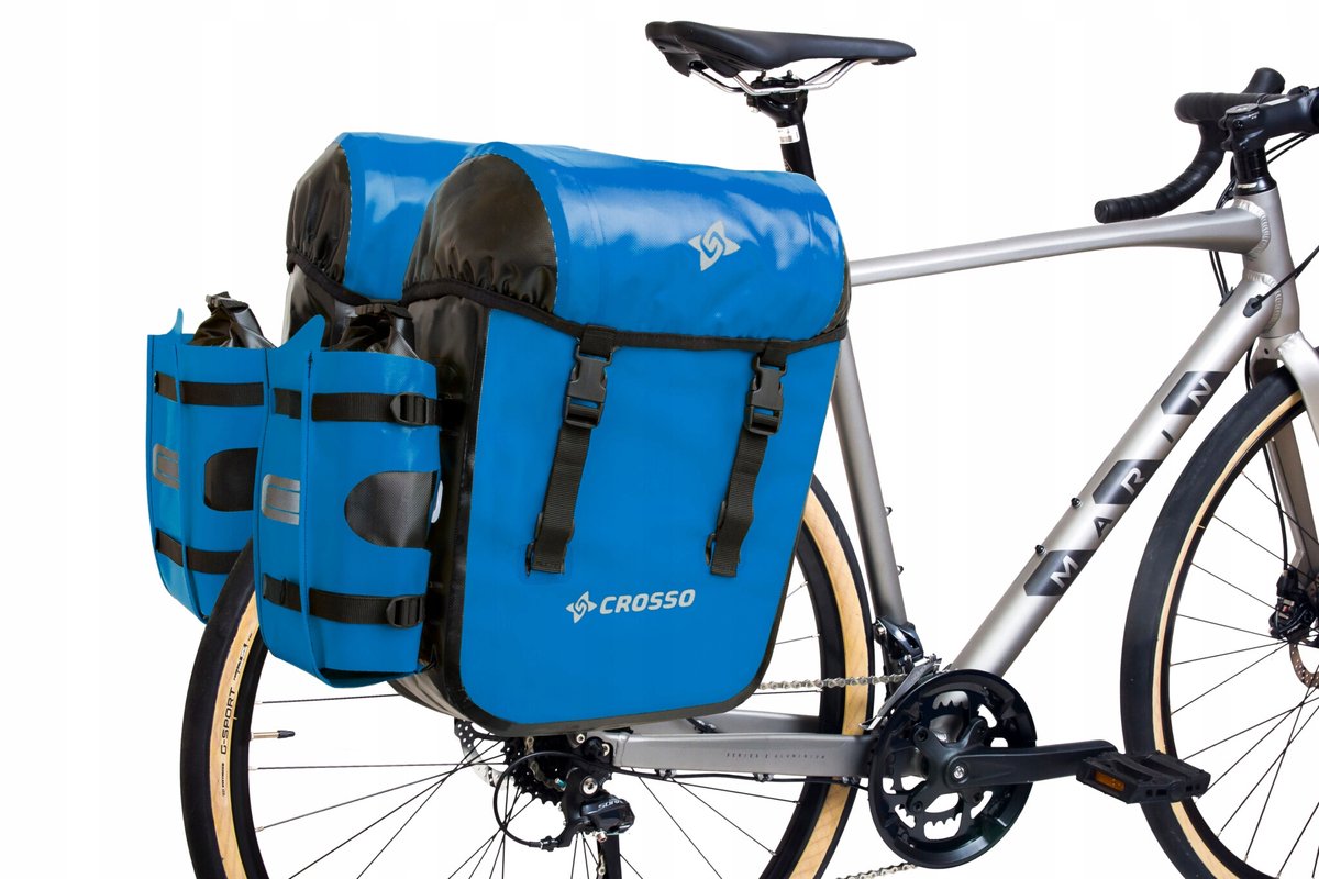 Crosso Dry X66 Fietstassen Set - Blauw, 66L, Waterdicht, Rail Systeem