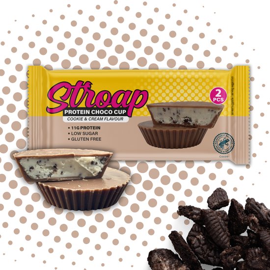 Stroap Melk Chocolade Cookie & Cream - Display (12 st à 42g) - Proteine repen - bars - glutenvrij - afvallen - chocolade - pindakaas — afbeelding 4
