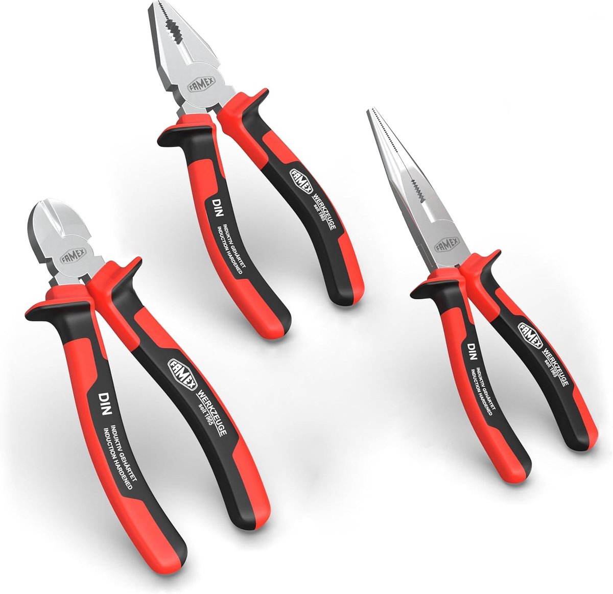 FAMEX 3957-3 Professional Pliers Set in Top Quality with Side Cutter, Combination Pliers and Telephone Pliers - 3-Piece - ShopVlot