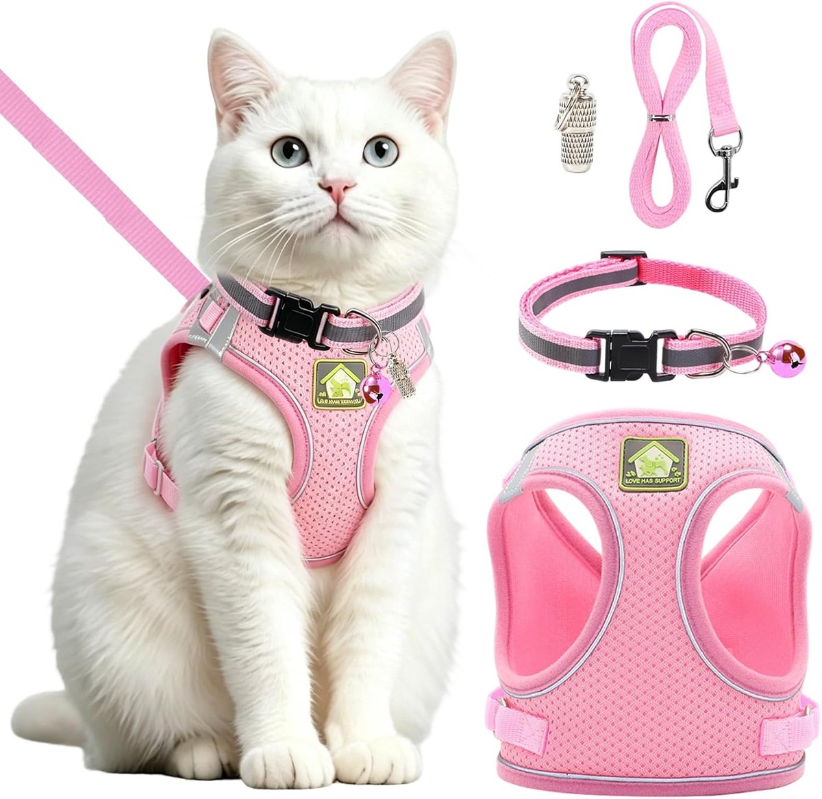 Verstelbaar kattenharnas, reflecterend, harnas voor katten, voorkomt - ShopVlot