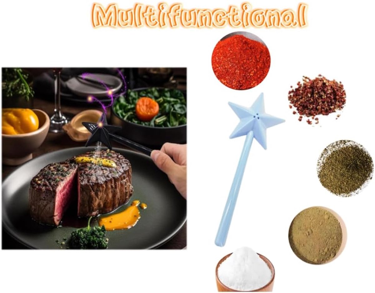 Salt Shaker Magic Wand 6 Pieces Magic Wand Salt Pepper Shakers Spice Shaker with Holes Magic Wand Spice Shaker Star - ShopVlot
