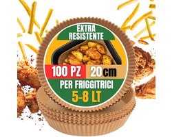 NAMAI - Papier voor ronde luchtfriteuse 20 x 20 cm, 100 stuks wegwerp - ShopVlot