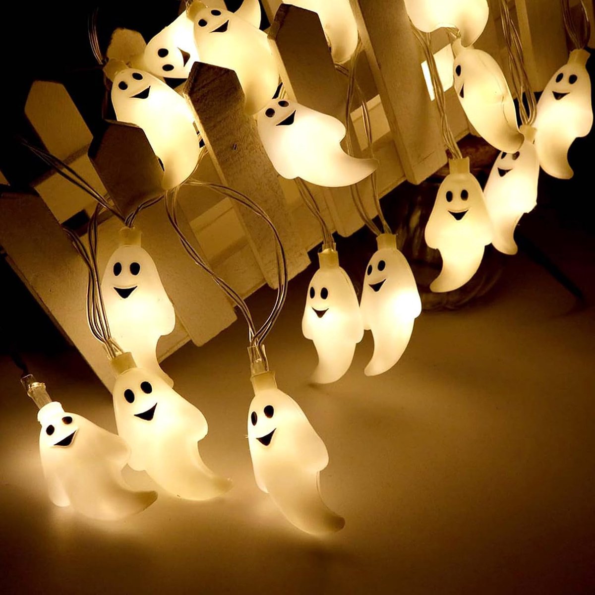 Koboko LED Ghost Fairy Lights, 1.5 m, 10 Lights, Warm White, Battery Operated - ShopVlot