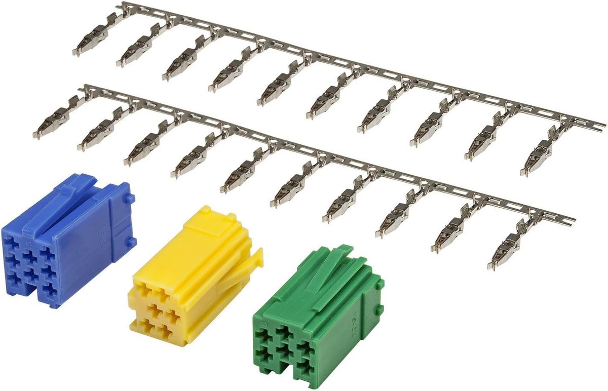 tomzz Audio 5800-090 Mini iso plug set, green-yellow blue housing + 20 contacts - ShopVlot