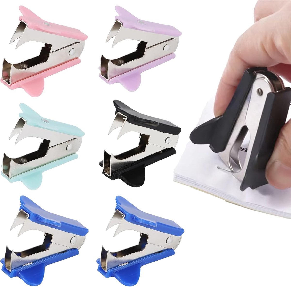 6 stuks nietjes, nietjesverwijderaar, nietjesverwijderaar, klemmetverwijderaar, kunststof schaal, nietjesverwijderaar - ShopVlot
