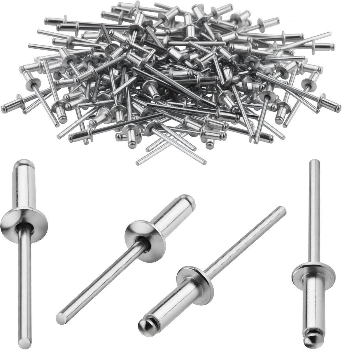 4x8mm Aluminum Blind Rivets 120pcs Silver Dome Head Pop Rivets Open End Rivet for Metal Wood Plastic Furniture Auto - ShopVlot