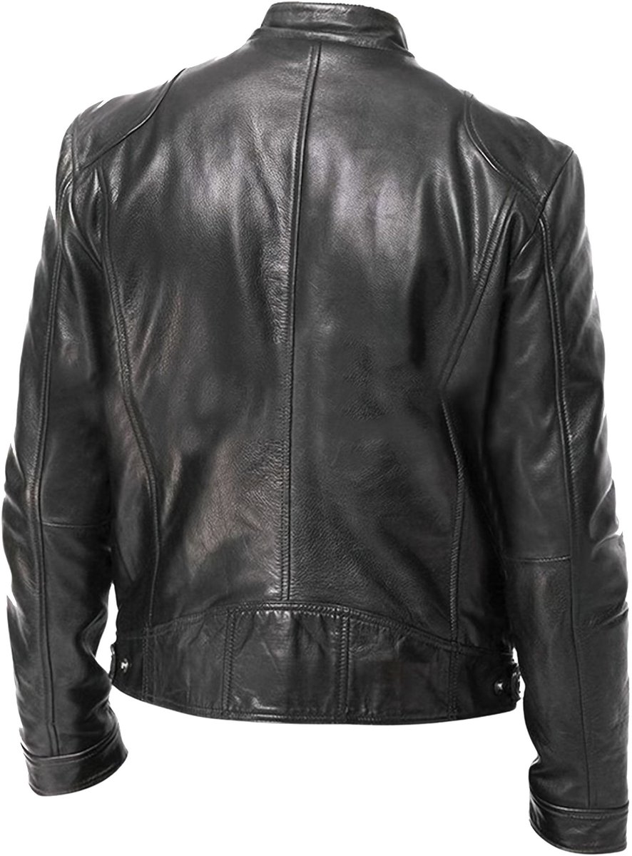 Currero Kunst Leren Jas - Leather Jacket - Lederen Jas - Bomberjack - Pilotenjack - Blazer - Biker - Motorjas - Motormuis - Heren - Zwart XL – foto 2