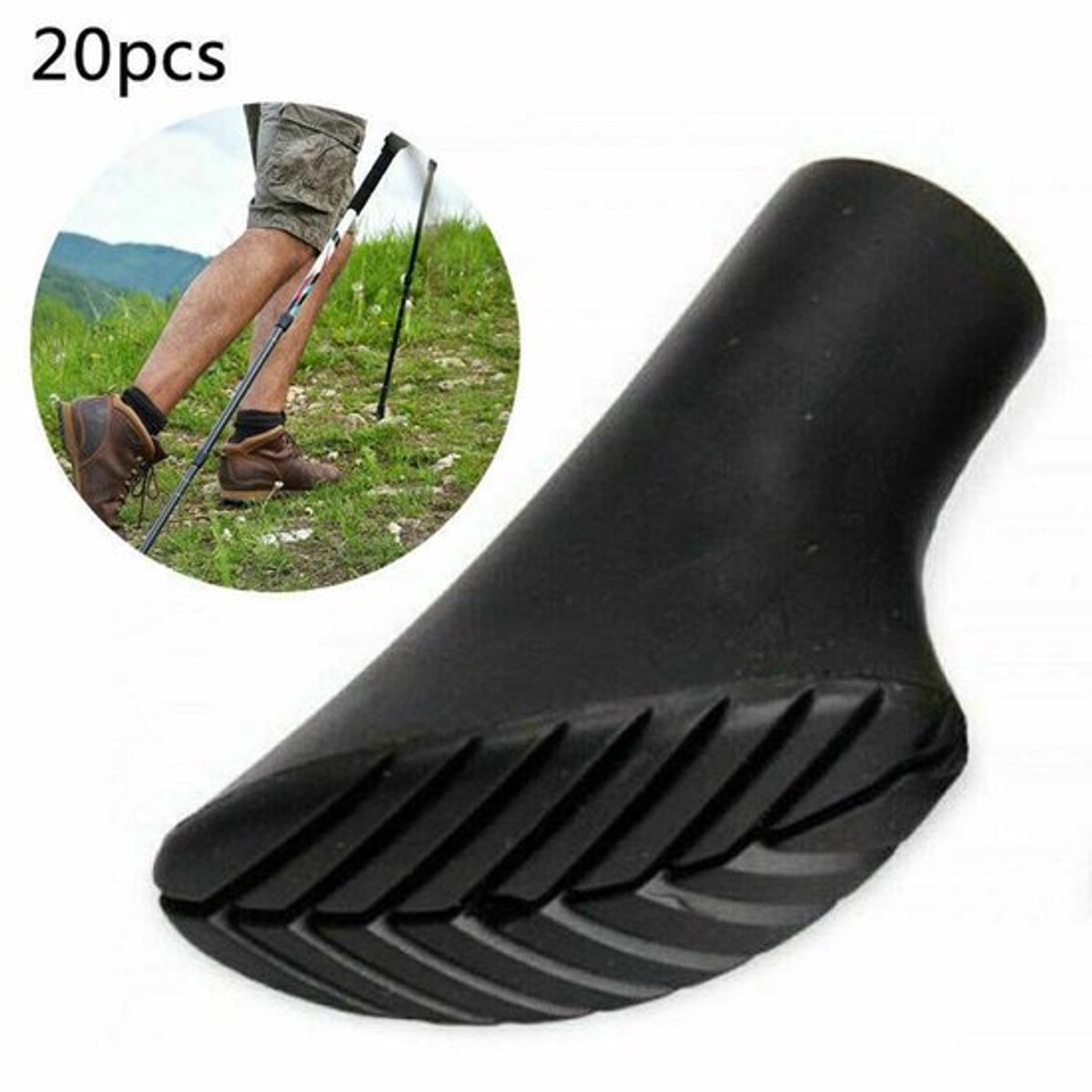 Wandelstok Rubber Dop - X-4GT - Voor Alle Gewone Wandelstokken - 20 Stuks - Zwart