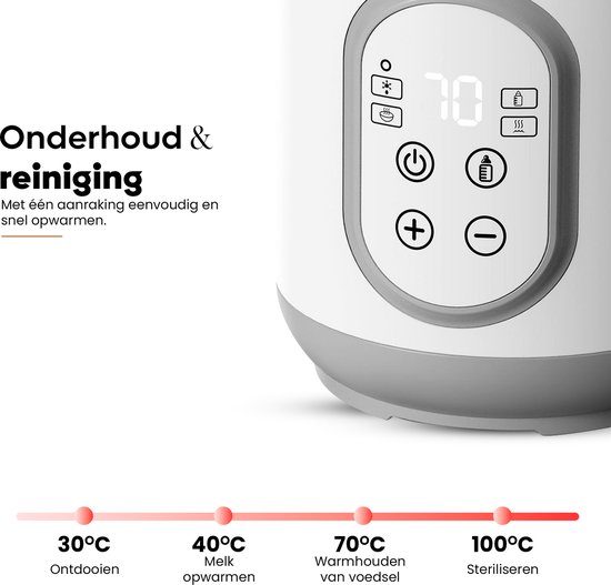Elektrische Flessenwarmer – Snel Opwarmen & Ontdooien – Waterbad Verwarming – LED Display – Steriliseren – Borstmelk & Flesvoeding — afbeelding 3