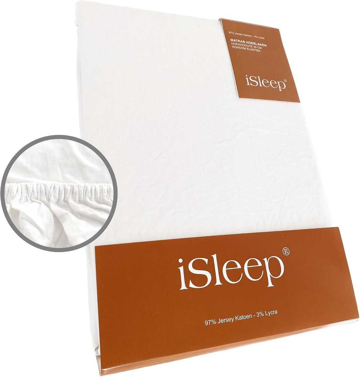iSleep Jersey Lycra fitted sheet (white, 90/100x200x220 cm) - ShopVlot