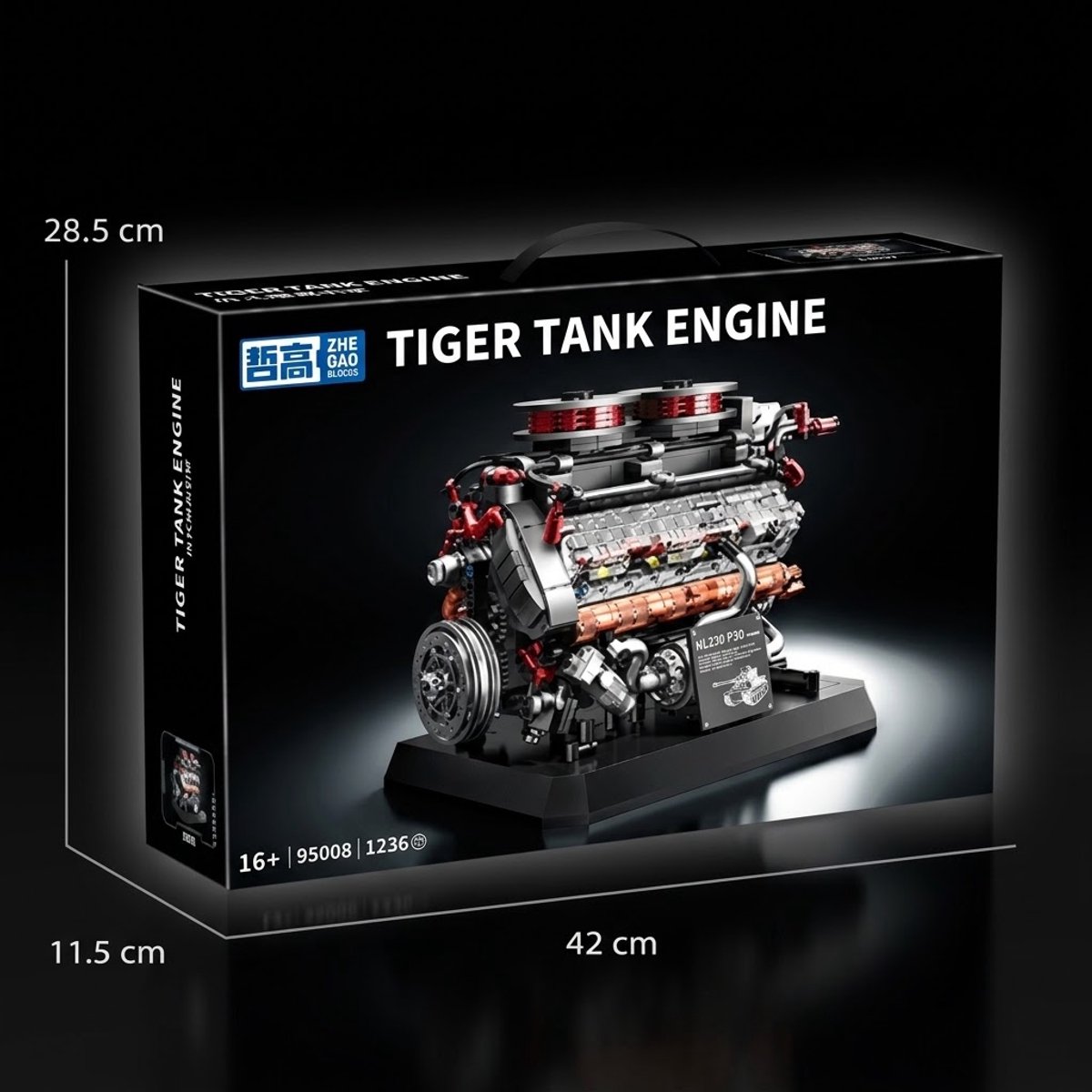 Zhe Gao 95008 Tiger tank speed engine bouwset | World of wars champions icons modelbouw | Leger speelgoed ideas voor expert volwassenen & kinderen | Engine star bouwpakket | Motor niet geschikt voor Lego technic | Bouwdoos met 1236 bouwstenen — afbeelding 12