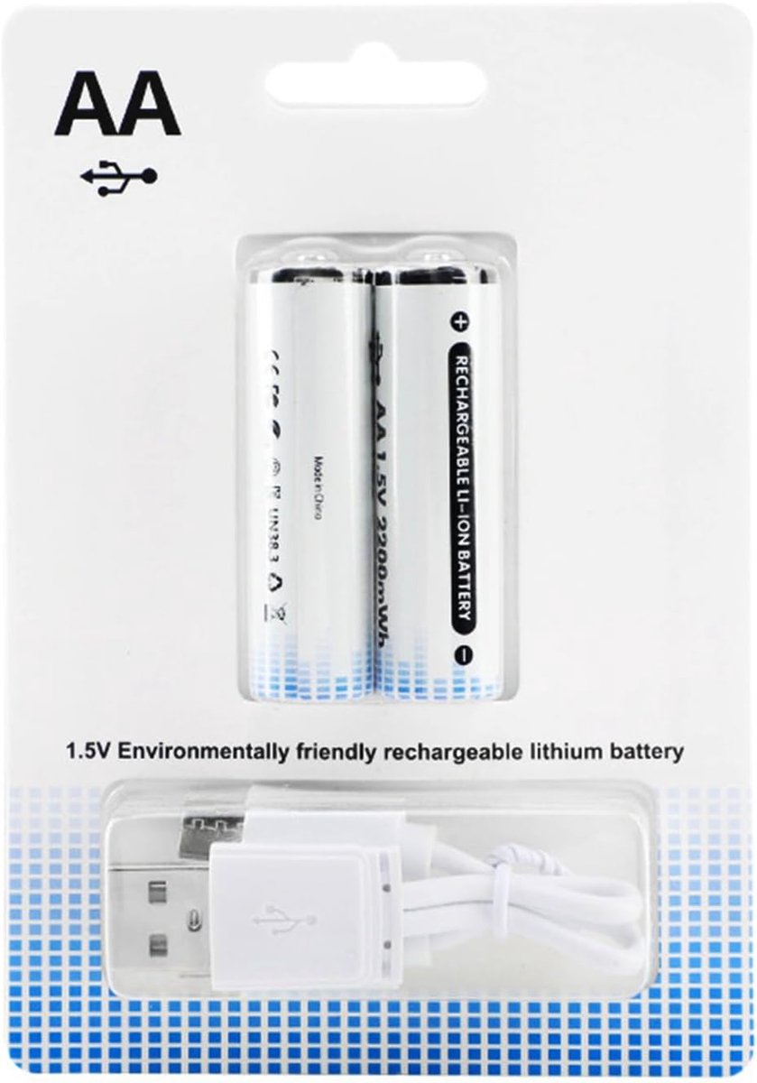 No. 5 rechargeable lithium battery USB fast charger 2500mWh1.5V constant voltage remote control toy door lock and - ShopVlot