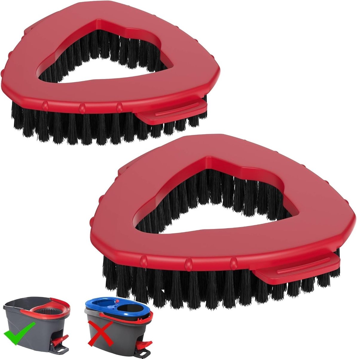 Vloerwisser Reservekop - Rood - 15 x 14,5 x 3 cm - Nylon Borstelharen - Voor Badkamer en Keuken