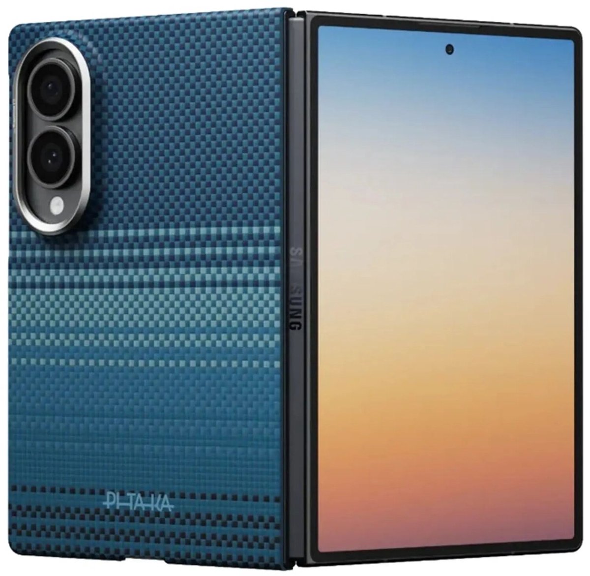 PITAKA Edge Case - Hoesje Geschikt voor Samsung Galaxy Z Fold 8 - Compatibel met MagSafe - 600D Aramidevezel Back Cover - Ultra Dun - Moonrise