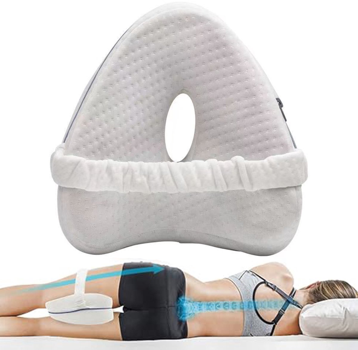 Kniekussen voor zijslapers - Beenkussen - Orthopedisch kniekussen - Kniekussen van traagschuim - Kussen voor zijslapers - Kniekussen - 25*23*13 cm - Geschikt voor zijslapen, rusten, ontspannen, enz. - Wit