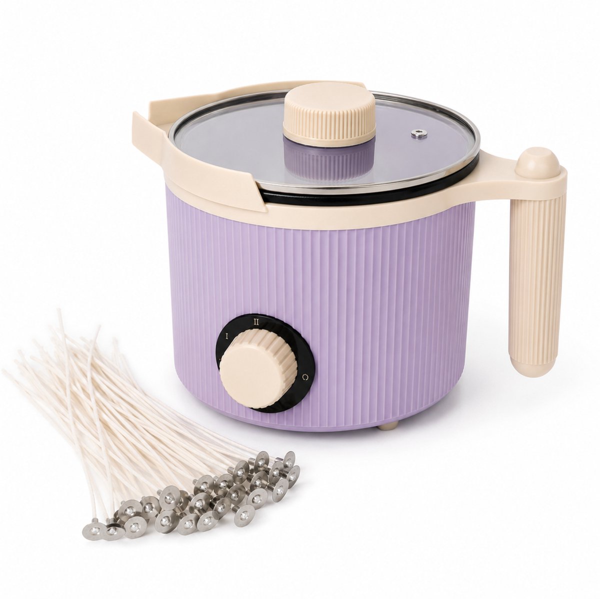 Candle Cocktail® Elektrische Smeltketel 1,5L Incl. 50 Kaarslonten – Gekleurd - Zelf Kaarsen Maken – Smeltpan voor Kaarsenwas – 300-450W – Met Schenktuit