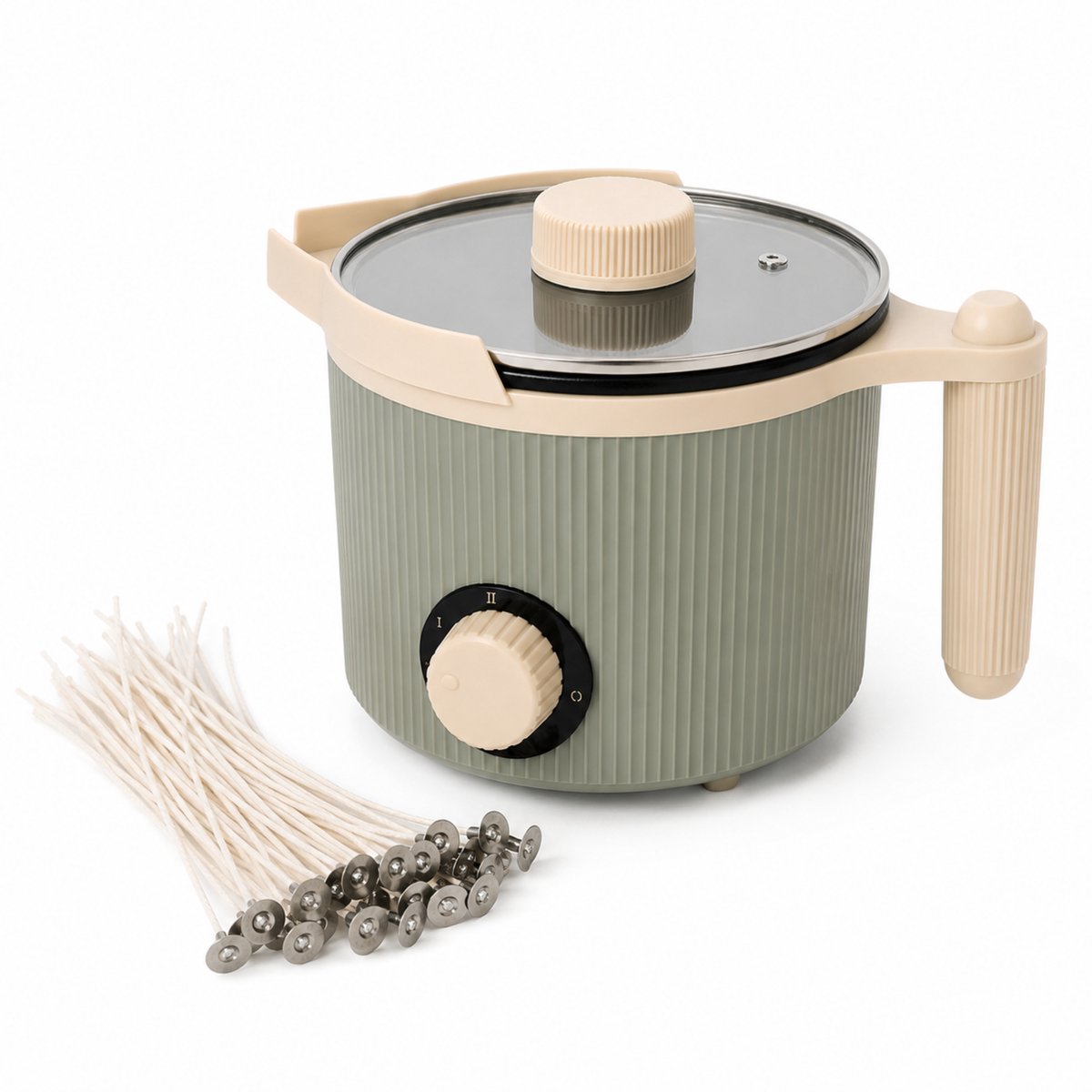 Candle Cocktail® Elektrische Smeltketel 1,5L Incl. 50 Kaarslonten – Zelf Kaarsen Maken – Smeltpan voor Kaarsenwas – 300-450W – Met Schenktuit