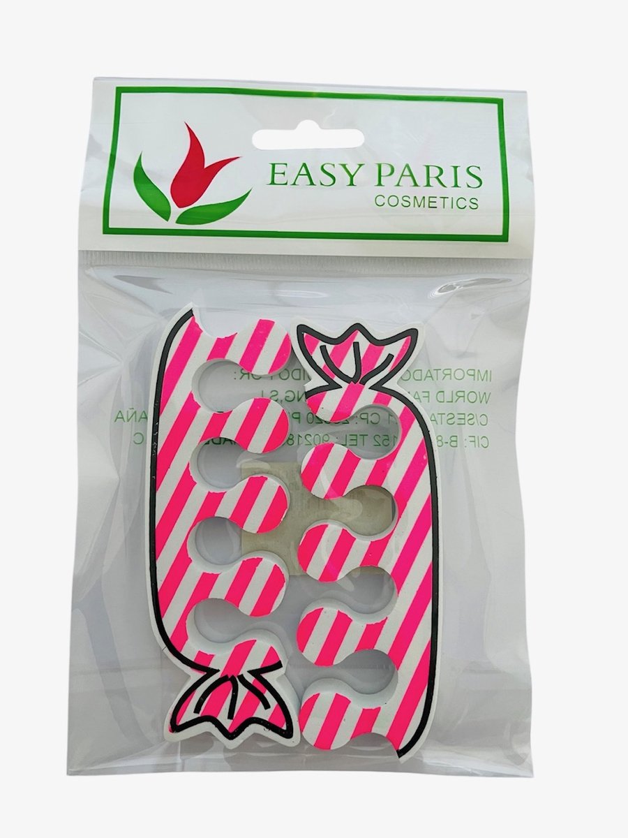 Easy Paris - Foam teenspreiders voor pedicure en het aanbrengen van nagellak - Fluor Roze - Wit - Zwart - In blisterverpakking