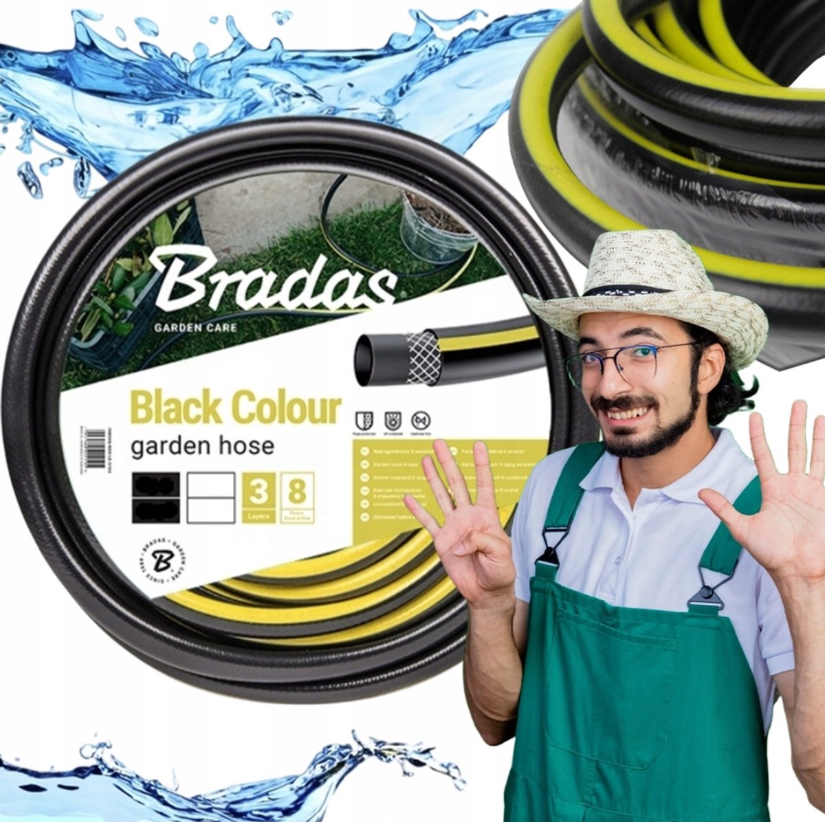 Bradas Tuinslang 30m 1/2" 3-laags Zwart - Sterk & Flexibel