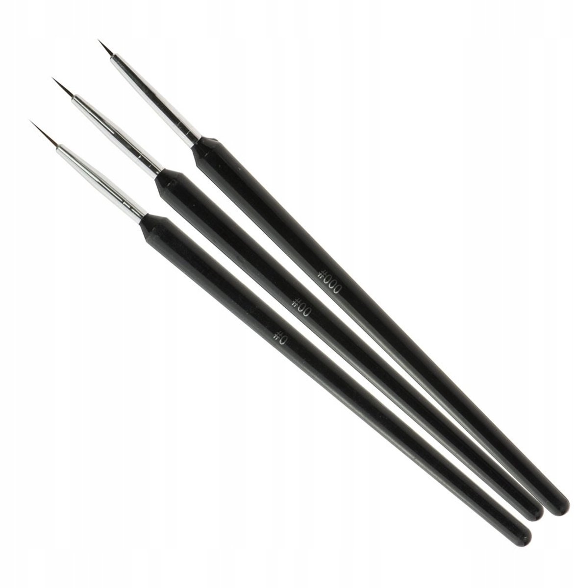 Zwarte Nail Art Penseel Set - 3 Stuks