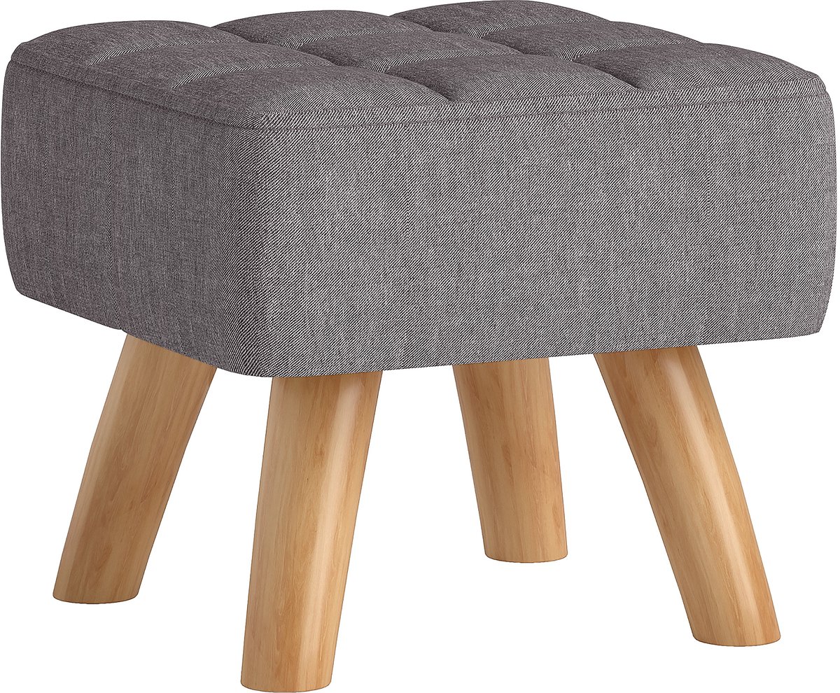 HOMCOM - Voetenbank - Stoffen look (100% polyester) - 27x27x26cm - Grijs