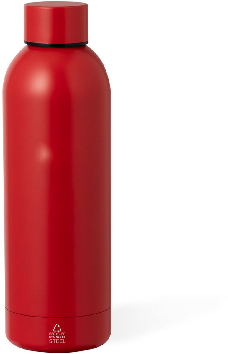 Thermische fles van gerecycleerd roestvrij staal met dubbele laag. Capaciteit van 550 ml Keono Rood
