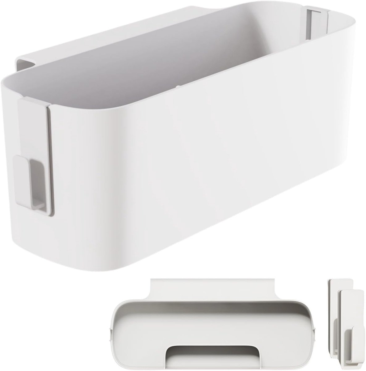 KZQ Hangende bedside organizer met haken - Plastic opbergrek voor stapelbed en ziekenhuisbed - Grote opslag voor studentenkamer en babybed - Wit