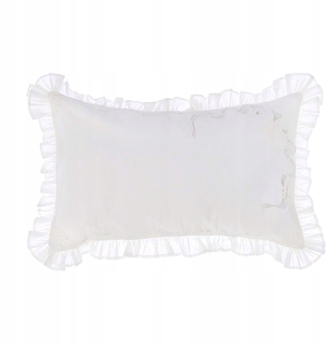 Decoratieve kussen met ruches - Wit, 30x50 cm